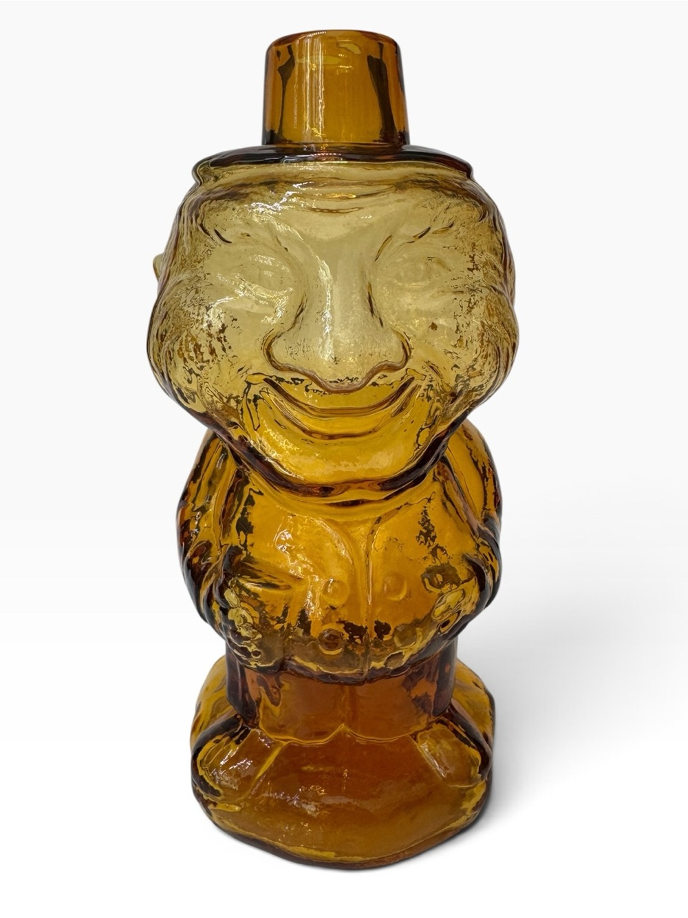 Vintage Indiana glass co for Tiara Jolly Mountaineer 1978 amber decanter bottle